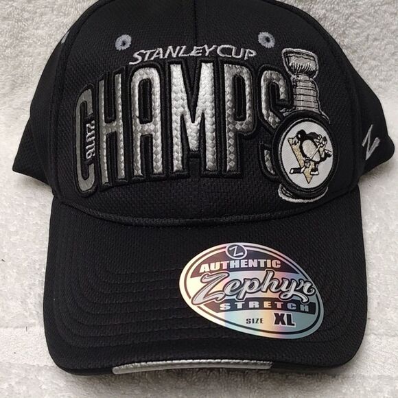 Zephyr Pittsburgh Penguins 2016 Champs XL Stretchfit Hat - New - Picture 2 of 8